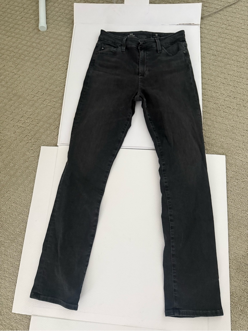 Ag Adriano Goldschmied Black Straight-Leg Jeans